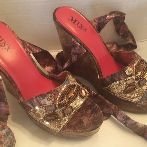 Minx Shoes - New Size 6 Wedge Heel With Sequins and Rhinestones By MINX